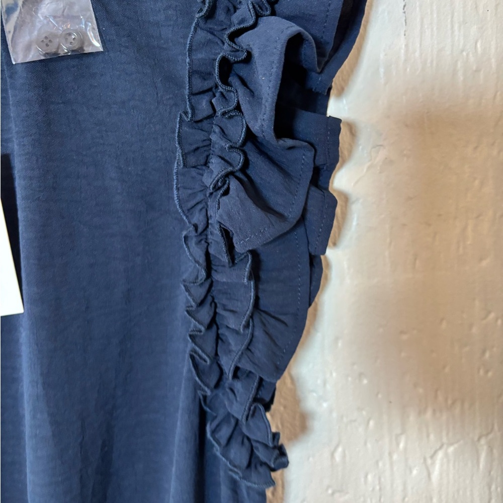 NWT Mud Pie Navy Arlette Wide-Leg Tie-Waist Jumpsuit Women Size Large - Picture 8 of 13